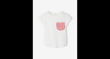 T-shirt met een leuk vichy zakje voor baby's ecru