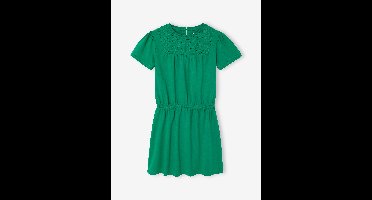 Meisjesjurk met macramé detail groen