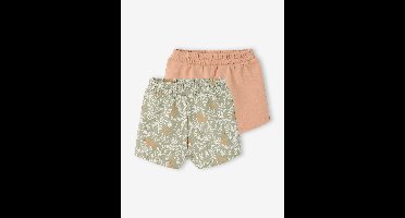 Set van 2 geboorteshorts van lichte fleece klei