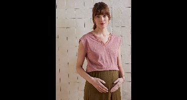 Zwangerschapsshirt met voor- en achterkant van linnenmix oudroze