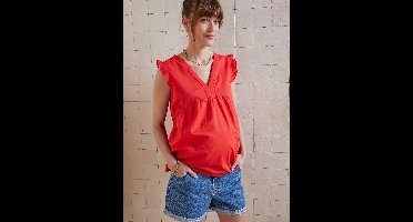 Mouwloze zwangerschapsblouse van katoenen voile grenadine