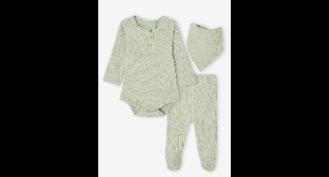 Babyset rompertje + legging + sjaal saliegroen