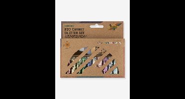 Set van 10 Chunky BIO Glitter FOLIA met lijm meerkleurig
