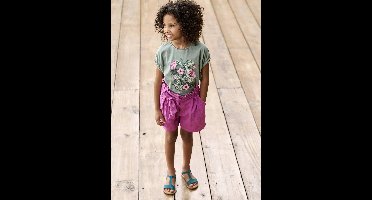 Short van katoenen gaas met riem voor meisjes paars