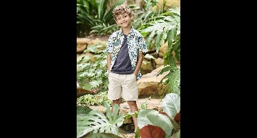 Jongensbermuda van katoen/linnen gemêleerd beige