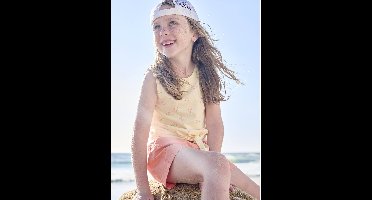 Bedrukte tanktop met knoop voor meisjes lichtgeel