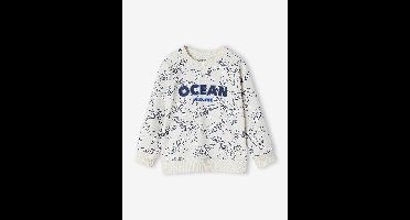 Jongensshirt in sweaterlook met print gemêleerd wit