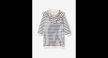 Jurk van sweaterstof met ruches voor meisjes ecru