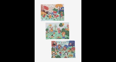 3 12- tot 36-delige kartonnen legpuzzels Les animaux joyeux meerkleurig