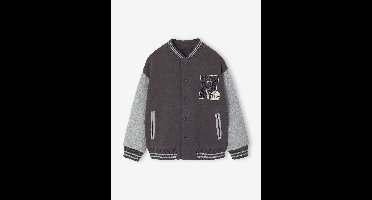 Teddy-sweatshirt in fleece voor jongens met lusbadge. antraciet