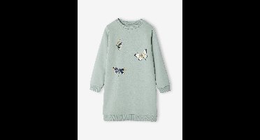 Basics fleece meisjesjurk saliegroen