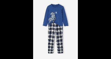 Flanellen jongenspyjama met print Dinosaurus marineblauw