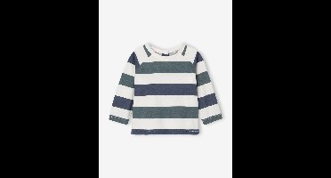 Gestreept t-shirt voor baby's met lange mouwen grijsblauw