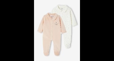 2-delige babyset in fluweel/velours rozen