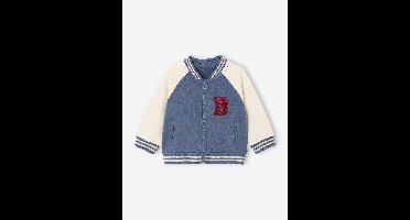 Teddy-stijl vestje voor baby's van fleece met lusjesbadge grijsblauw