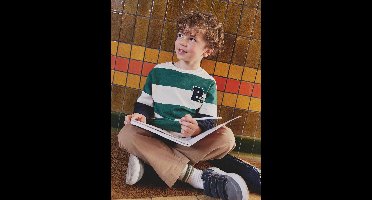 Gestreept T-shirt met dubbele mouweffect groen, gestreept