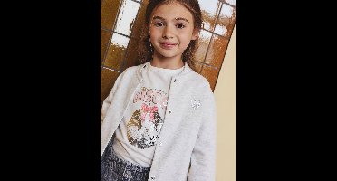 Meisjes-T-shirt met lange mouwen en metallic animatie wit