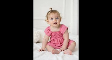 Babyjurk met smok van katoenen gaas snoepjesroze