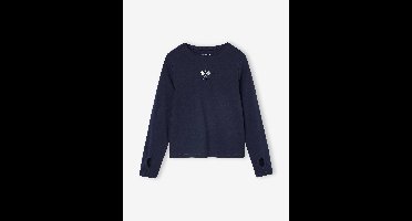 Sport t-shirt met tennis motief voor meisjes met lange mouwen marineblauw