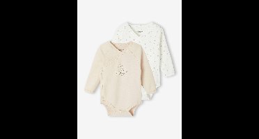Set van 2 body's met lange mouwen en opening voor pasgeborenen rozen