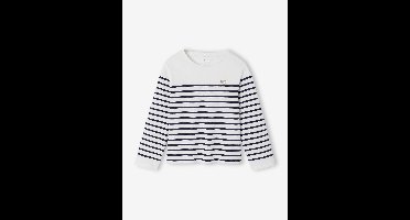 T-shirt met lange mouwen voor meisjes blauw, gestreept