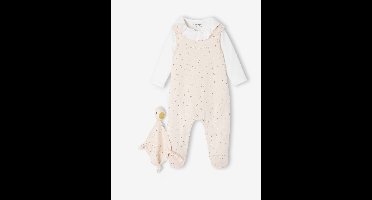 3-delige babyset met babypakje + body + knuffels rozen