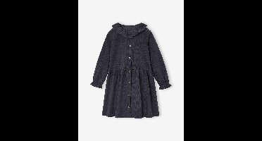 Jurk van fluweel / ribfluweel voor meisjes antraciet