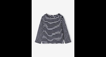 Gestreept meisjesshirt lange mouwen marineblauw