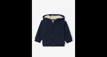 Baby vestje met rits van volledig gevoerde fleece met capuchon marineblauw