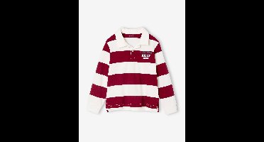 Polo met strepen, geverfd garen, jongen bordeauxrood
