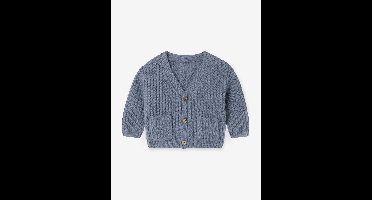 Babyvestje met V-hals van grof gebreide stof grijsblauw