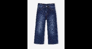 Wijde meisjesjeans medium lichaamsbouw donkerblauw
