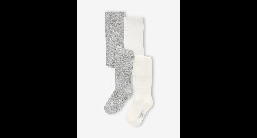 Set van 2 paar panty's voor meisjes gemêleerd grijs