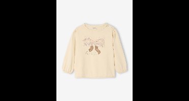 T-shirt baby met lange mouwen en tule strik vanille