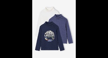 Set van 3 dunne coltruien voor jongens marineblauw