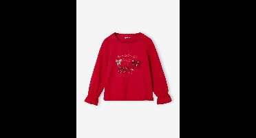 T-shirt Kerstmis meisje knoop en glitterdetails lange mouwen rood