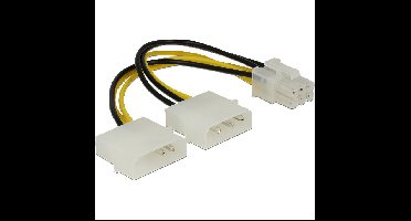 DeLOCK 2x Molex 4pin -> 6 pin PCIE, 15cm kabel