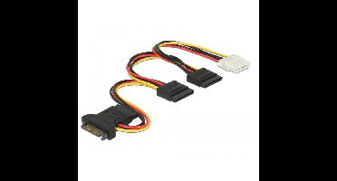 DeLOCK SATA 15 pin plug > 3 x SATA receptacle + 1 x Molex 4 pin female (PCB) kabel