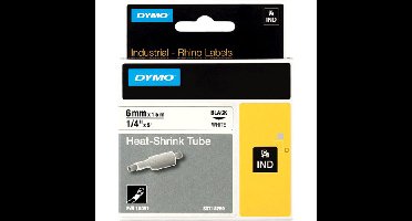 Dymo IND krimpkous zwart op wit, 6 mm x 1,5 meter label krimpkous
