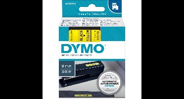 Dymo D1 standaardlabels zwart op geel, 9 mm x 7 m printlint