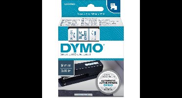 Dymo D1 standaardlabels blauw op wit, 9 mm x 7 m printlint