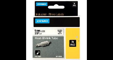 Dymo IND krimpkous zwart op wit, 9 mm x 1,5 meter label krimpkous