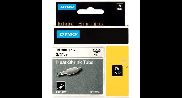 Dymo IND krimpkous zwart op wit, 19 mm x 1,5 meter label krimpkous