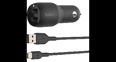 Belkin BoostCharge 2-poorts USB-A-autolader + USB-A/USB-C-kabel oplader