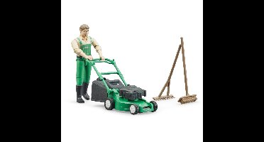 bruder bworld Tuinman met grasmaaier speelfiguur
