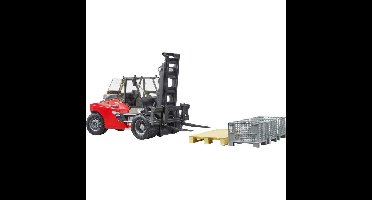 bruder Linde HT160S heftruck met pallet en 3 palletkooien modelvoertuig