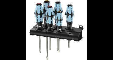 Wera 3334/3350/3355/6 Schroevendraaier-set, RVS + houder, 6-delig
