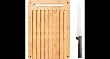 Fiskars Functional Form Set bamboe broodsnijplank en mes