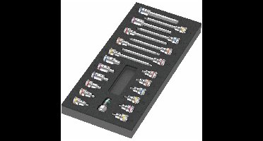Wera 9723 Schuimrubberen inzetstuk met Zyklop B 3/8" bitdoppen Set 1, 22-delig gereedschapsset