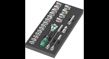Wera 9721 Schuimrubberen inzetstuk met 8000 B Zyklop ratel 3/8" Set 1, 23-delig gereedschapsset